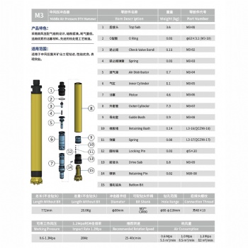 Kaishan medium air pressure M3 DTH hammer
